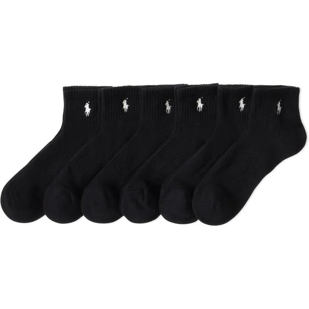 Men's Classic Sport Solid Socks 6 Pair Pack - Cushioned Cotton Comfort, Black, 6
